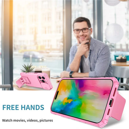 For iPhone 16 Pro Case Camera Slider PC + TPU Phone Cover with Kickstand