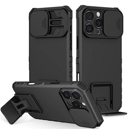 For iPhone 16 Pro Case Camera Slider PC + TPU Phone Cover with Kickstand