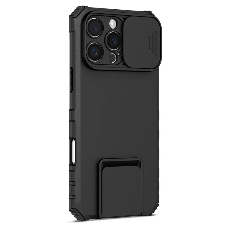 For iPhone 16 Pro Case Camera Slider PC + TPU Phone Cover with Kickstand