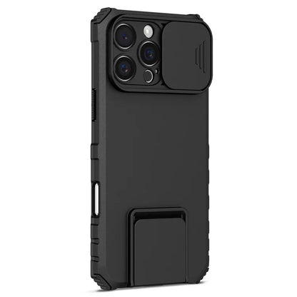 For iPhone 16 Pro Case Camera Slider PC + TPU Phone Cover with Kickstand