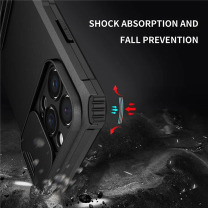 For iPhone 16 Pro Case Camera Slider PC + TPU Phone Cover with Kickstand