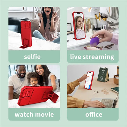 For iPhone 16 Pro Case Camera Slider PC + TPU Phone Cover with Kickstand
