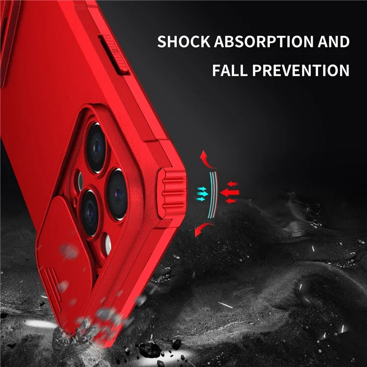 For iPhone 16 Pro Case Camera Slider PC + TPU Phone Cover with Kickstand