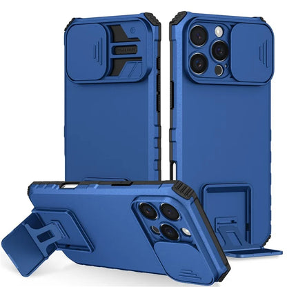 For iPhone 16 Pro Case Camera Slider PC + TPU Phone Cover with Kickstand