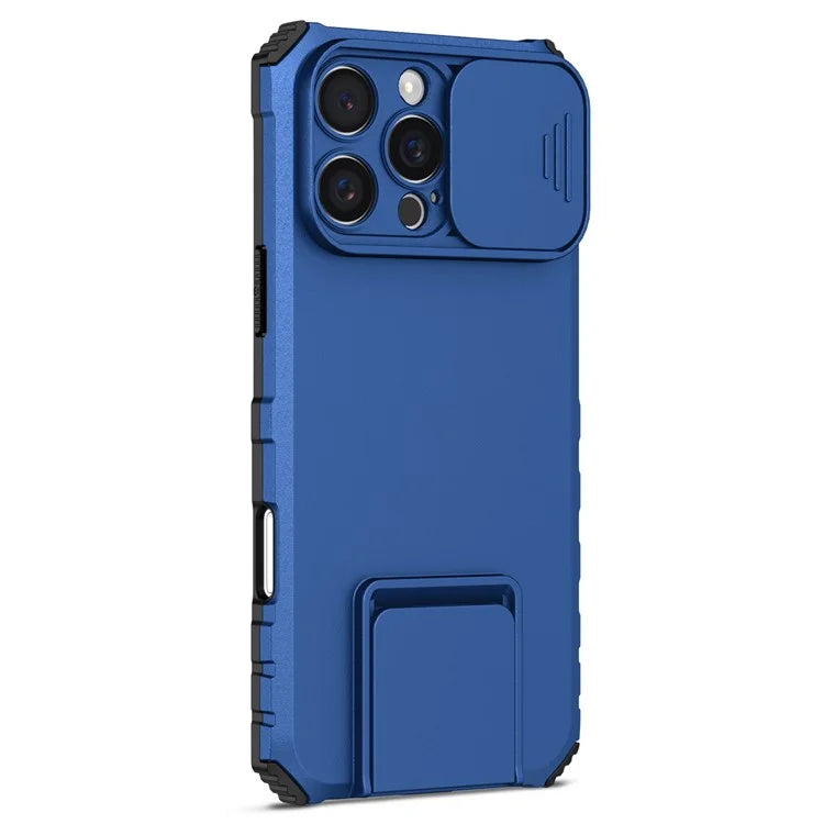 For iPhone 16 Pro Case Camera Slider PC + TPU Phone Cover with Kickstand