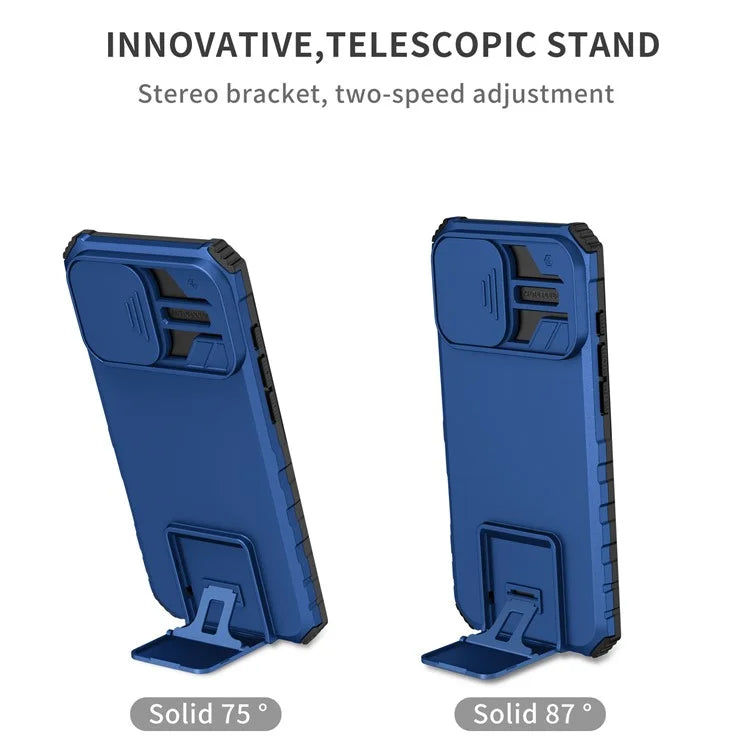 For iPhone 16 Pro Case Camera Slider PC + TPU Phone Cover with Kickstand