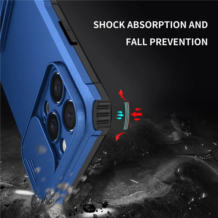 For iPhone 16 Pro Case Camera Slider PC + TPU Phone Cover with Kickstand