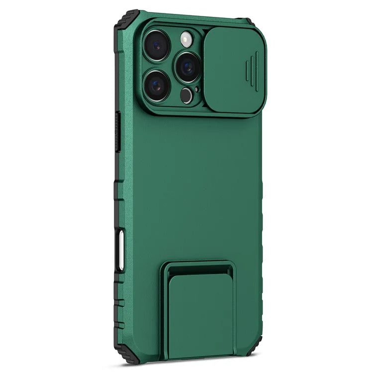 For iPhone 16 Pro Case Camera Slider PC + TPU Phone Cover with Kickstand