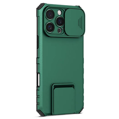 For iPhone 16 Pro Case Camera Slider PC + TPU Phone Cover with Kickstand