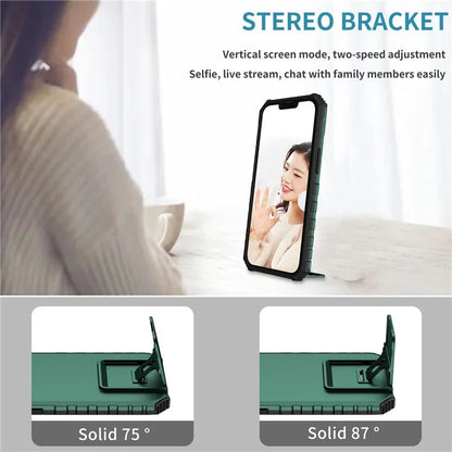 For iPhone 16 Pro Case Camera Slider PC + TPU Phone Cover with Kickstand