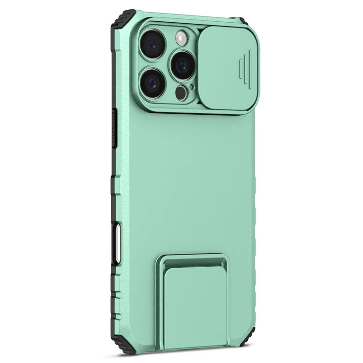For iPhone 16 Pro Case Camera Slider PC + TPU Phone Cover with Kickstand