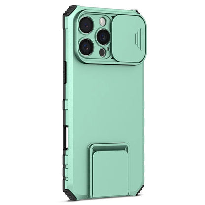 For iPhone 16 Pro Case Camera Slider PC + TPU Phone Cover with Kickstand