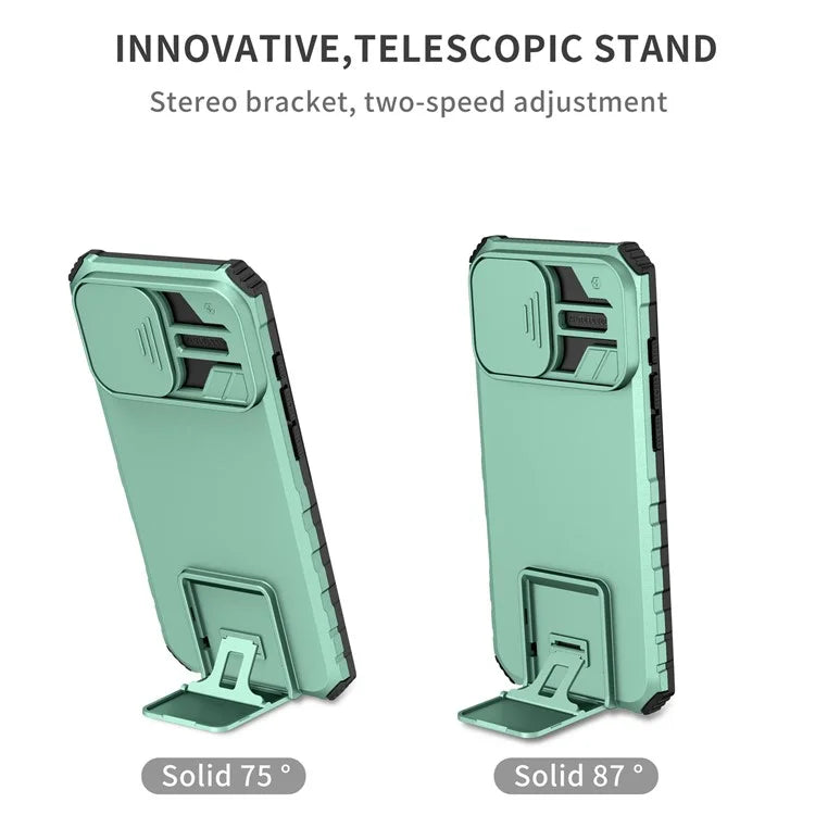 For iPhone 16 Pro Case Camera Slider PC + TPU Phone Cover with Kickstand