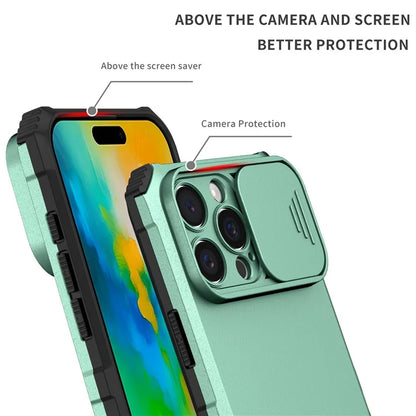 For iPhone 16 Pro Case Camera Slider PC + TPU Phone Cover with Kickstand