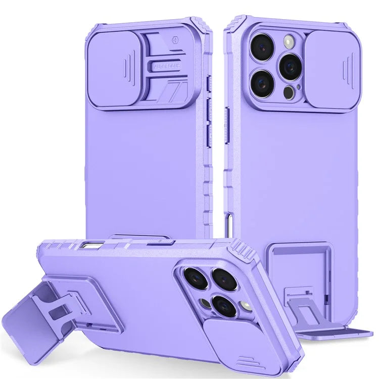 For iPhone 16 Pro Case Camera Slider PC + TPU Phone Cover with Kickstand