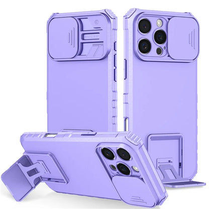For iPhone 16 Pro Case Camera Slider PC + TPU Phone Cover with Kickstand