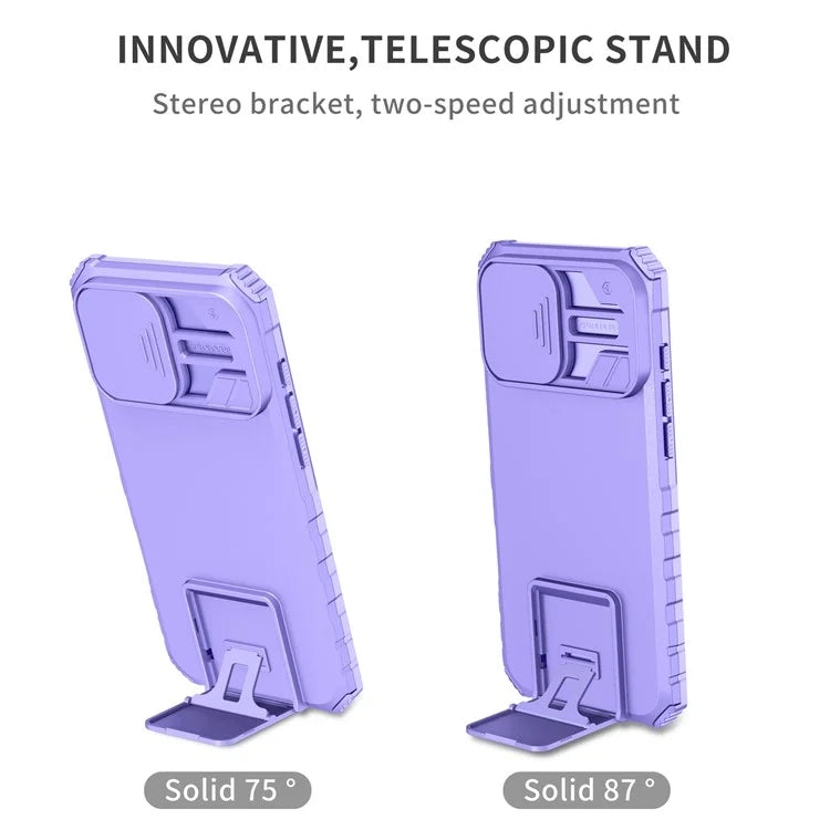 For iPhone 16 Pro Case Camera Slider PC + TPU Phone Cover with Kickstand