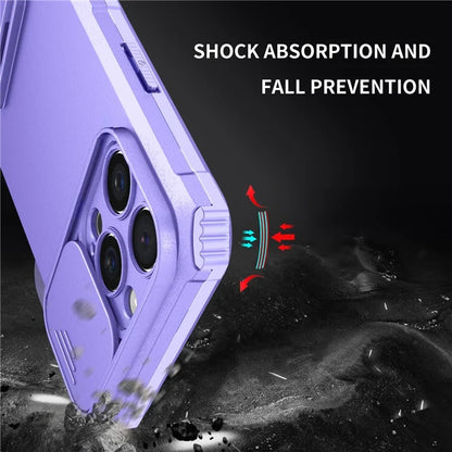 For iPhone 16 Pro Case Camera Slider PC + TPU Phone Cover with Kickstand