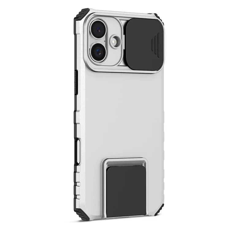 For iPhone 16 Plus Case Camera Slider PC + TPU Phone Cover with Kickstand