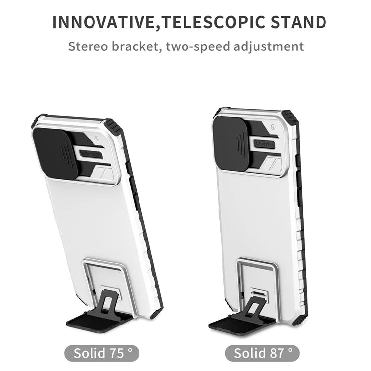 For iPhone 16 Plus Case Camera Slider PC + TPU Phone Cover with Kickstand