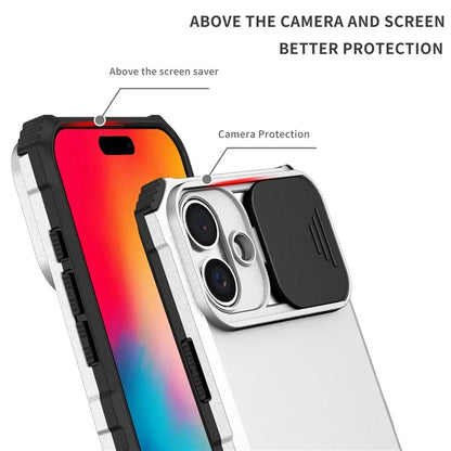 For iPhone 16 Plus Case Camera Slider PC + TPU Phone Cover with Kickstand