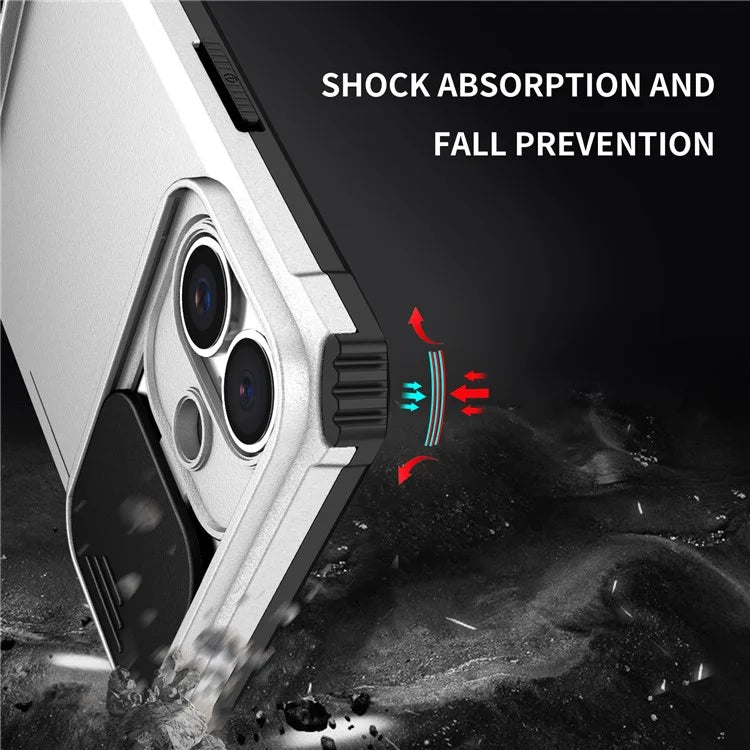 For iPhone 16 Plus Case Camera Slider PC + TPU Phone Cover with Kickstand