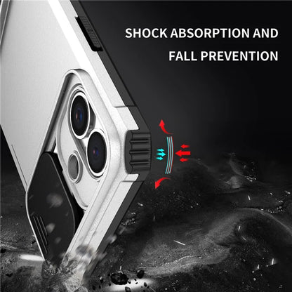 For iPhone 16 Plus Case Camera Slider PC + TPU Phone Cover with Kickstand