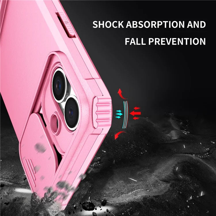 For iPhone 16 Plus Case Camera Slider PC + TPU Phone Cover with Kickstand