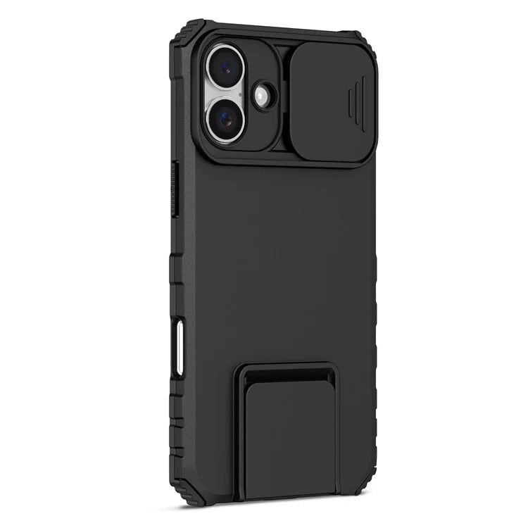 For iPhone 16 Plus Case Camera Slider PC + TPU Phone Cover with Kickstand
