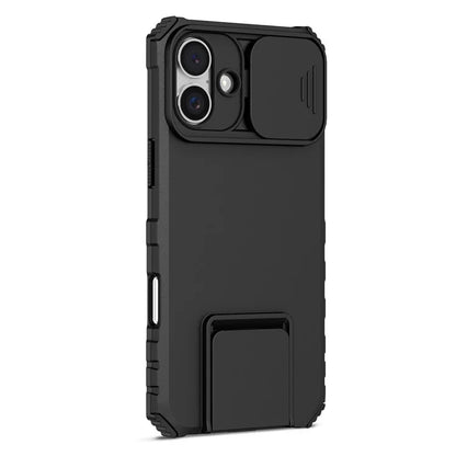 For iPhone 16 Plus Case Camera Slider PC + TPU Phone Cover with Kickstand