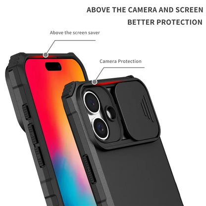 For iPhone 16 Plus Case Camera Slider PC + TPU Phone Cover with Kickstand