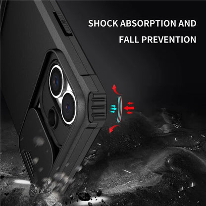 For iPhone 16 Plus Case Camera Slider PC + TPU Phone Cover with Kickstand