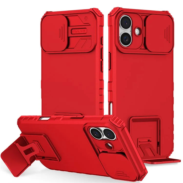 For iPhone 16 Plus Case Camera Slider PC + TPU Phone Cover with Kickstand