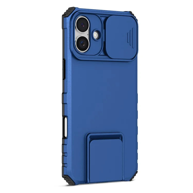 For iPhone 16 Plus Case Camera Slider PC + TPU Phone Cover with Kickstand