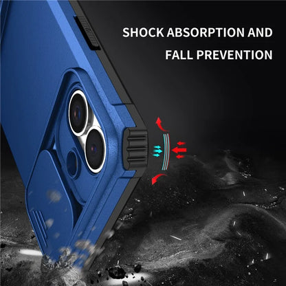 For iPhone 16 Plus Case Camera Slider PC + TPU Phone Cover with Kickstand