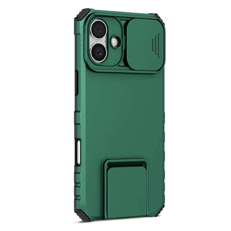 For iPhone 16 Plus Case Camera Slider PC + TPU Phone Cover with Kickstand