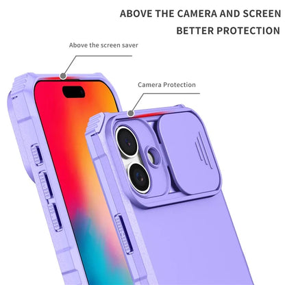 For iPhone 16 Plus Case Camera Slider PC + TPU Phone Cover with Kickstand