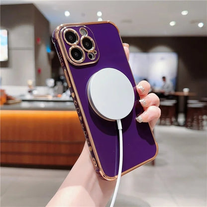 For iPhone 13 Pro Max Magnetic Case Shockproof Soft TPU Back Cover Side Love Heart