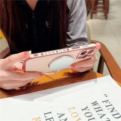 For iPhone 13 Pro Max Magnetic Case Shockproof Soft TPU Back Cover Side Love Heart