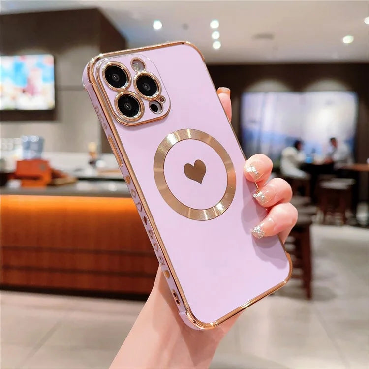 For iPhone 13 Pro Max Magnetic Case Shockproof Soft TPU Back Cover Side Love Heart
