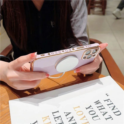 For iPhone 13 Pro Max Magnetic Case Shockproof Soft TPU Back Cover Side Love Heart
