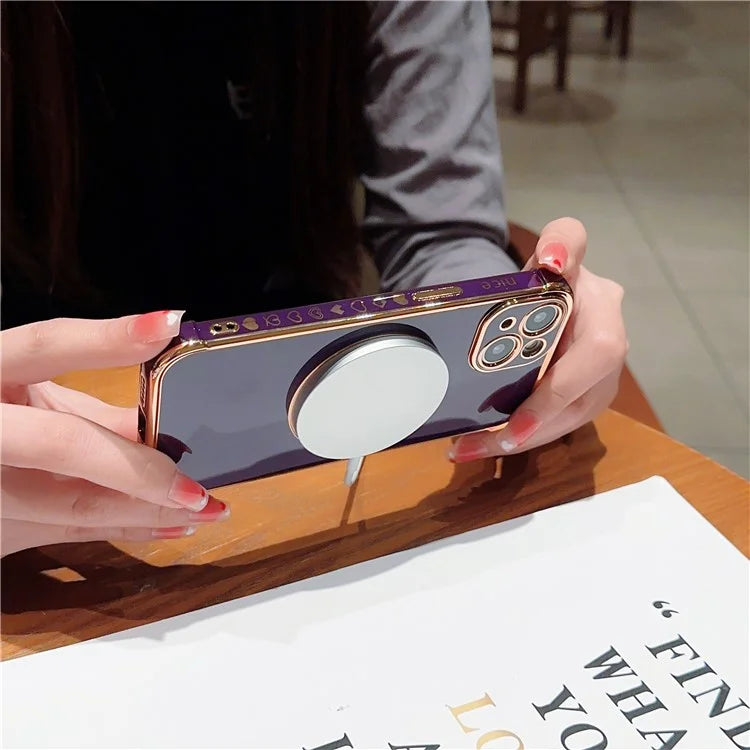 For iPhone 14 Case Compatible with MagSafe Heart Pattern TPU Phone Cover