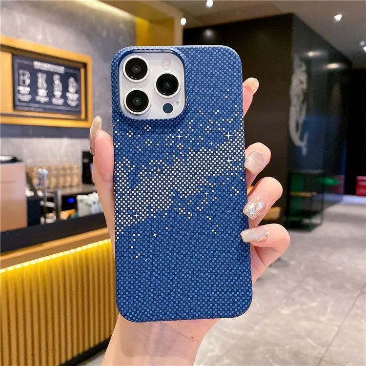 For iPhone 13 Pro Case Hard PC Phone Shell Starry Sky Pattern Incomplete Cover