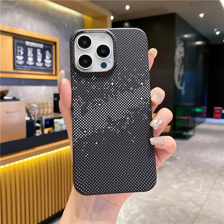 For iPhone 13 Pro Case Hard PC Phone Shell Starry Sky Pattern Incomplete Cover