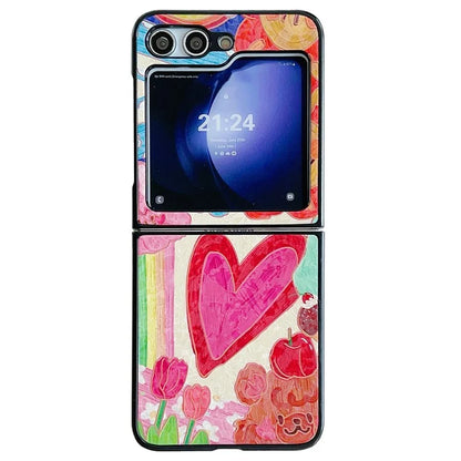 For Samsung Galaxy Z Flip6 5G Case Leather + PC Protective Phone Cover Lacquered Pattern