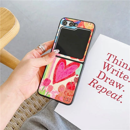For Samsung Galaxy Z Flip6 5G Case Leather + PC Protective Phone Cover Lacquered Pattern