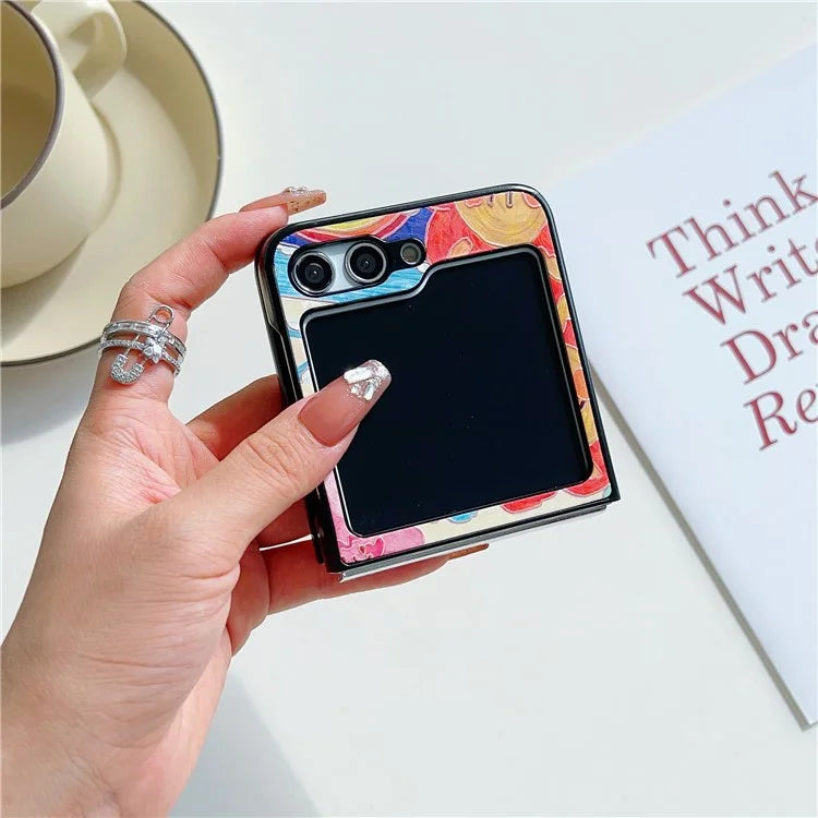 For Samsung Galaxy Z Flip6 5G Case Leather + PC Protective Phone Cover Lacquered Pattern