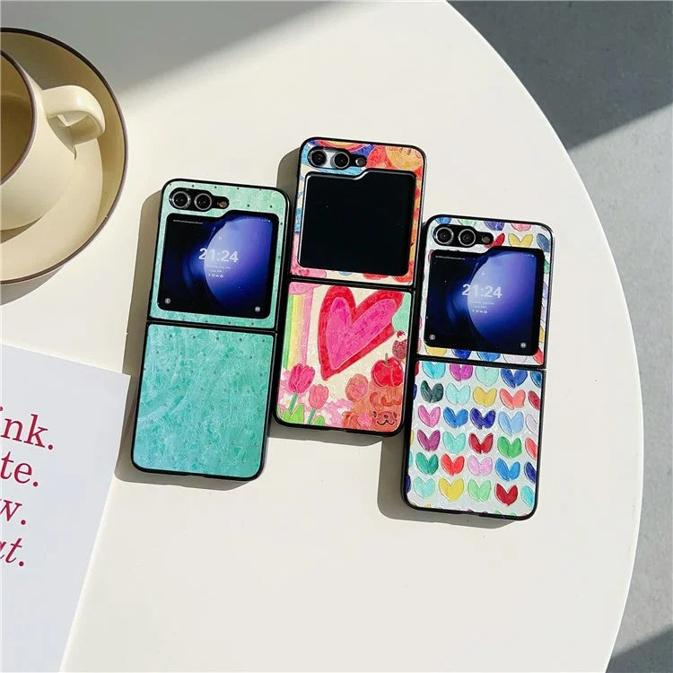 For Samsung Galaxy Z Flip6 5G Case Leather + PC Protective Phone Cover Lacquered Pattern