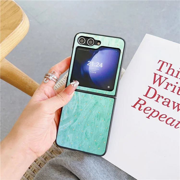 For Samsung Galaxy Z Flip6 5G Case Leather + PC Protective Phone Cover Lacquered Pattern