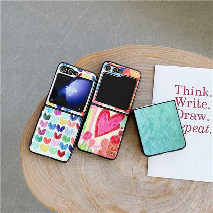 For Samsung Galaxy Z Flip6 5G Case Leather + PC Protective Phone Cover Lacquered Pattern